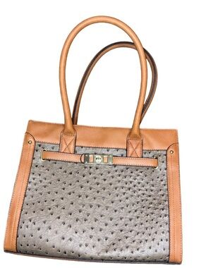 Tan & Taupe Structured Tote Bag - Classic Workday Handbag